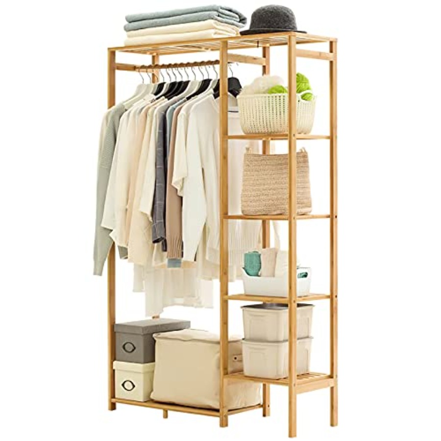 Baby Clothing Wardrobe - Bamboo Clothing Rack with 6 Tier