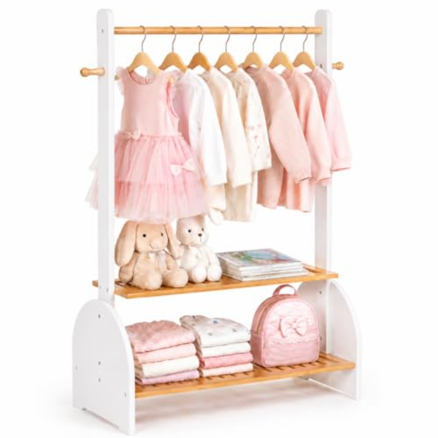 Baby Clothing Wardrobe - Clothing Rack with Adjustable Rods, Clothes