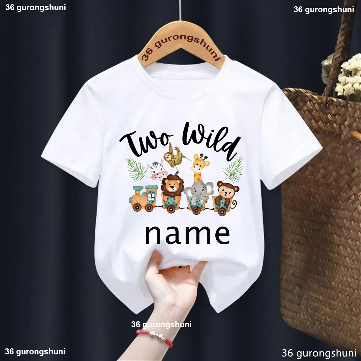 Baby Clothing Elephant - Custom Name Two/One Wild Zoo Animals