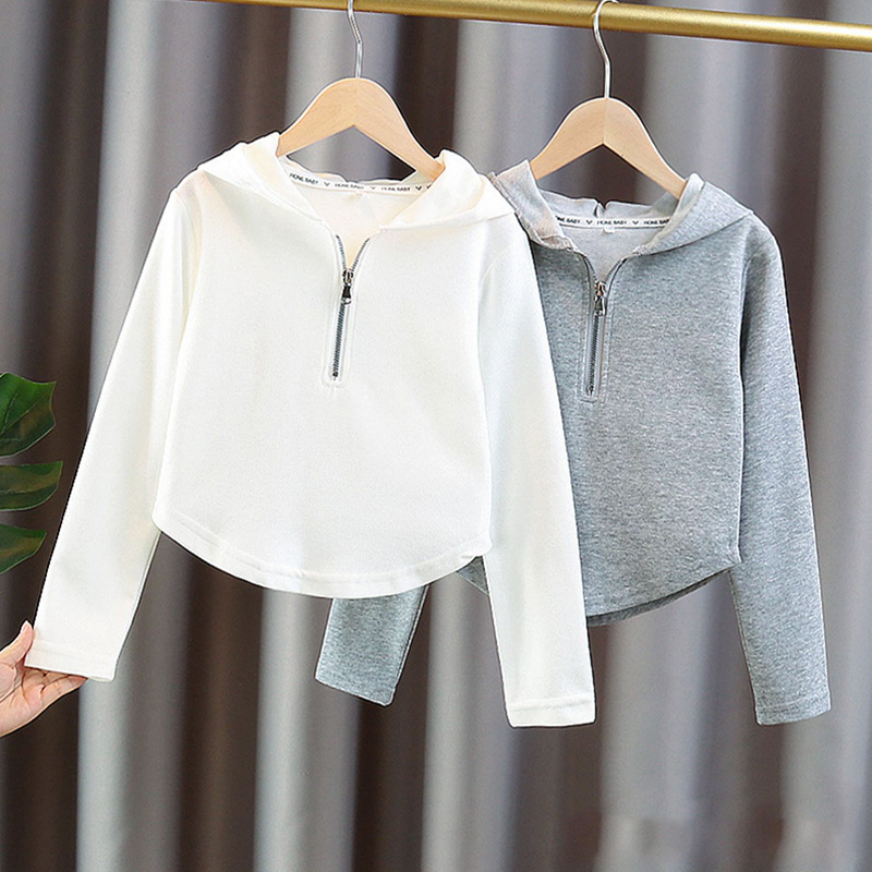 Girls Cotton Plain Hooded Half - Baby Clothing Zipper のレビューと価格