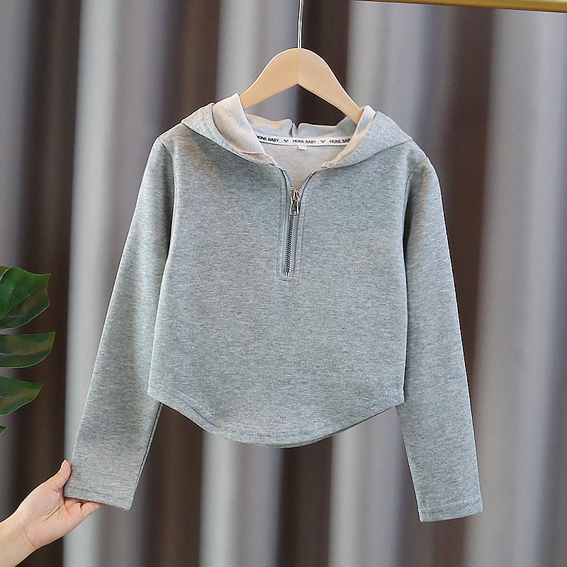 Girls Cotton Plain Hooded Half - Baby Clothing Zipper のレビューと価格