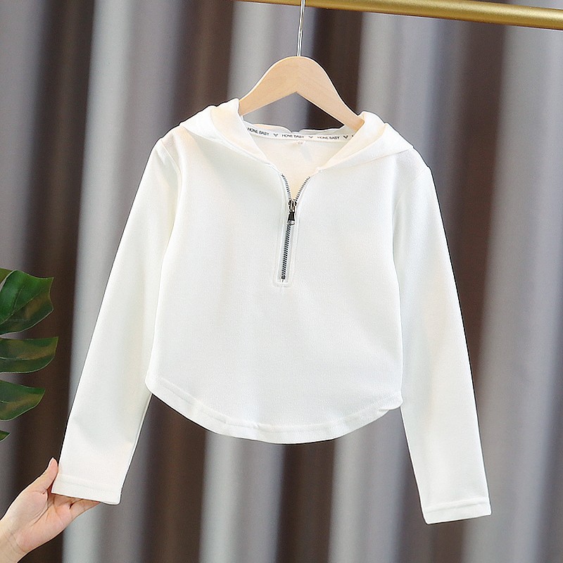 Girls Cotton Plain Hooded Half - Baby Clothing Zipper のレビューと価格