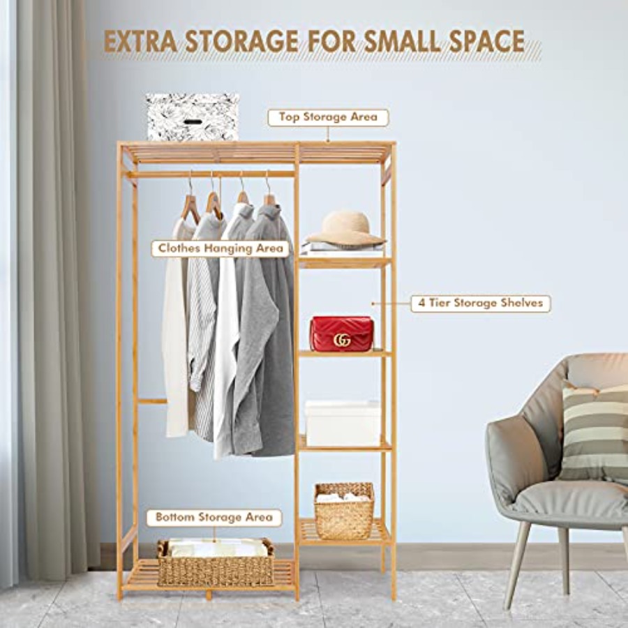Bamboo Clothing Rack with 6 Ti - Baby Clothing Wardrobe のレビューと価格