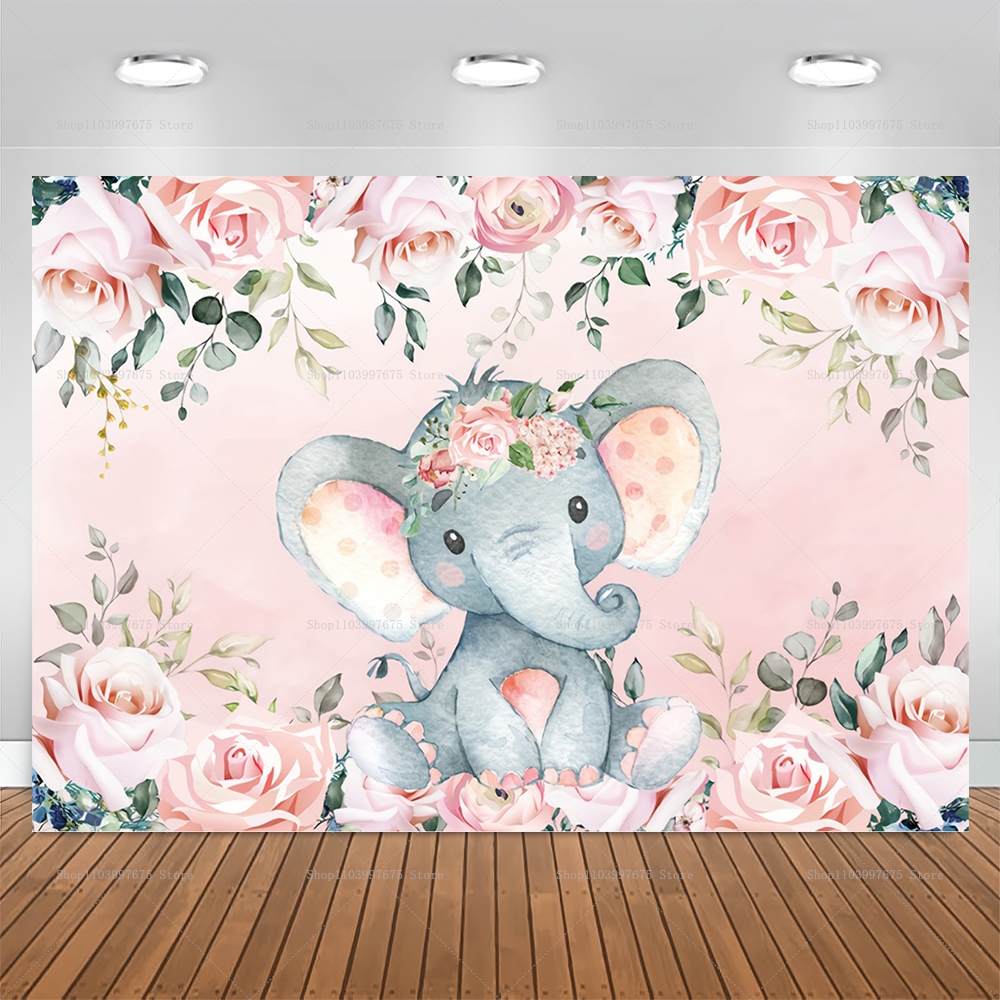 Elephant Flower Backdrop Pink  - Baby Clothing Elephant のレビューと価格